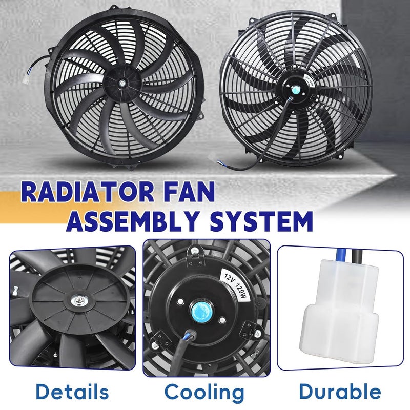 SEBLAFF 16 in Electric Radiator Cooling Fan Assembly Kit 10 S Blades Reversible Push or Pull 3000 CFM 12V Black - Image 5